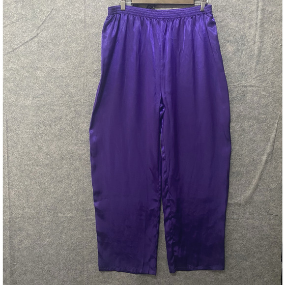 Victorias Secret Gold Label Satin Pajama Set Sz M Purple Crest‎ Lounge Luxury - Picture 4 of 13